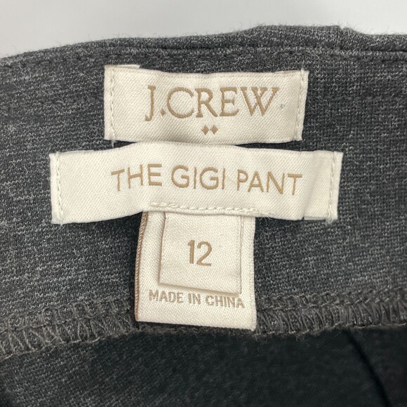 J. CREW The Gigi Pant Gray Black Vegan Faux Leather Strip Stretch Pants Size 12 - Picture 6 of 7